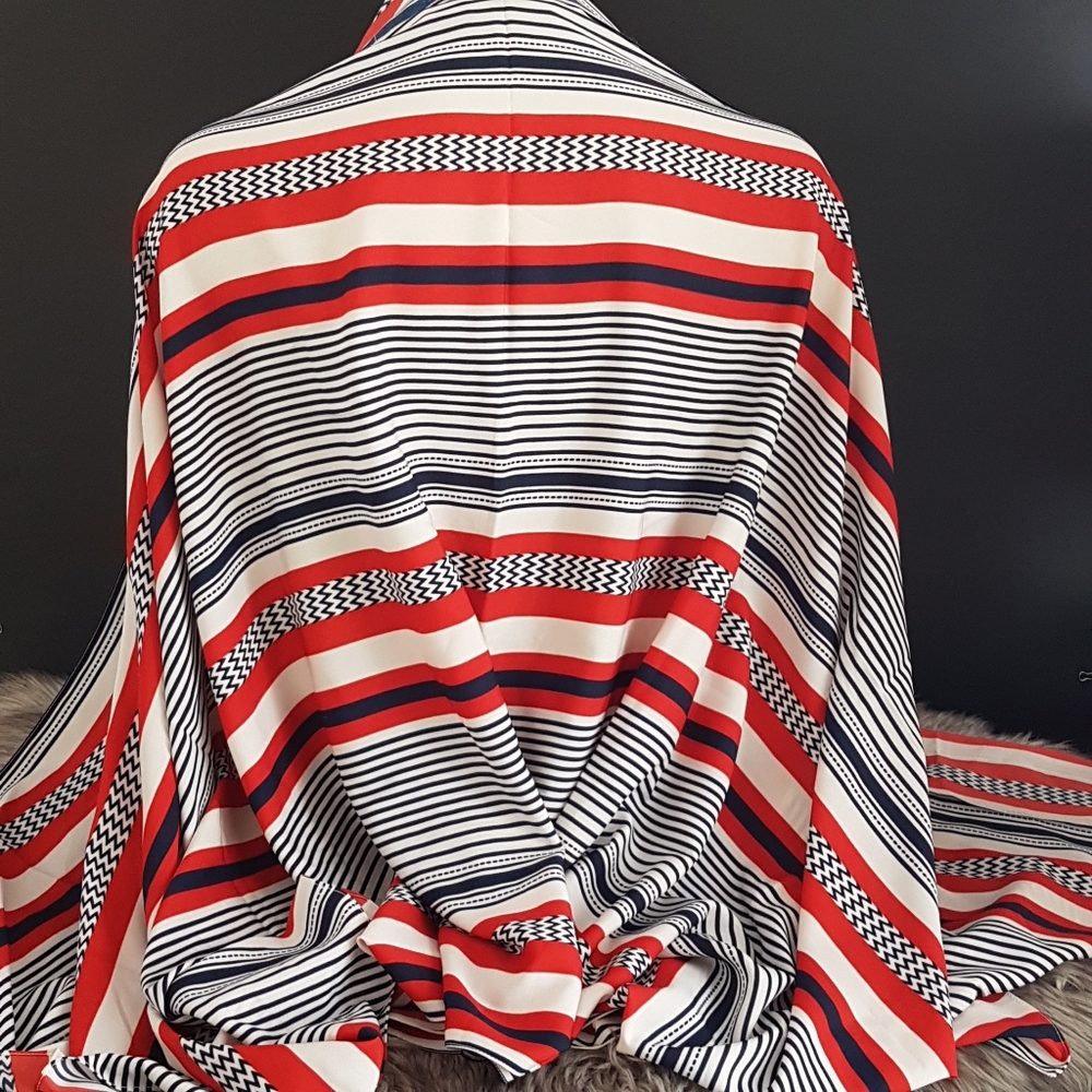 Vero Moda Red White Blue Striped Hakima Long Scarf 78 x 40 inch Polyester India - Picture 3 of 6